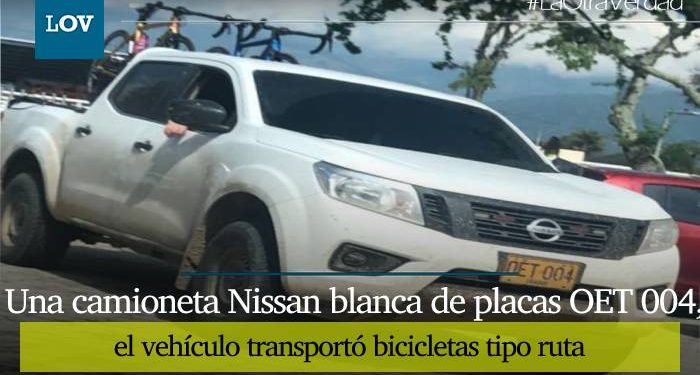 Camioneta de la alcaldía utilizada para transportar bicicletas