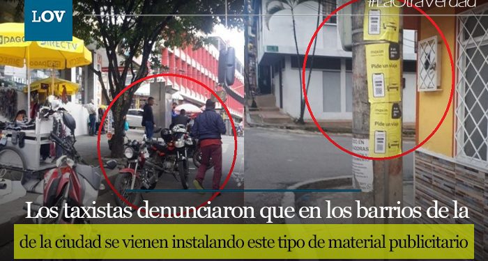 Taxistas desmontan publicidad de transporte ilegal en Ibagué