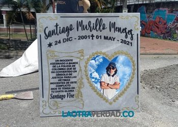 Placa conmemorativa al joven Santiago Murillo en Ibagué