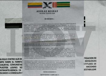 Amenazan a sectores alternativos del Tolima por las Águilas Negras