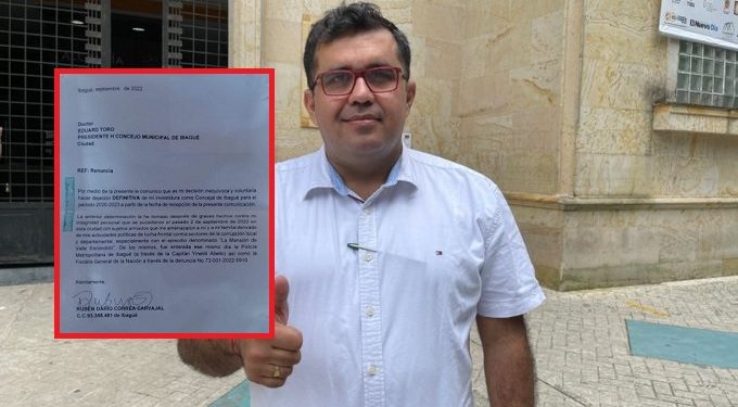Renuncia Rubén Darío Correa al Concejo de Ibagué por amenazas