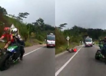 ¡Imprudencia vial! moteros accidentaron a ciclista en la vía La Vega, Cundinamarca