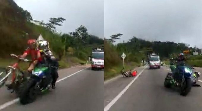 ¡Imprudencia vial! moteros accidentaron a ciclista en la vía La Vega, Cundinamarca