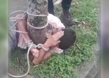 Lo atraparon y amarraron a presunto ladrón en Ibagué