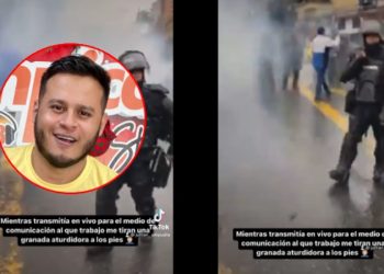 Ā”AsĆ no! en protestas de taxis, ESMAD agrede con aturdidora a periodista que cubrĆa manifestaciones