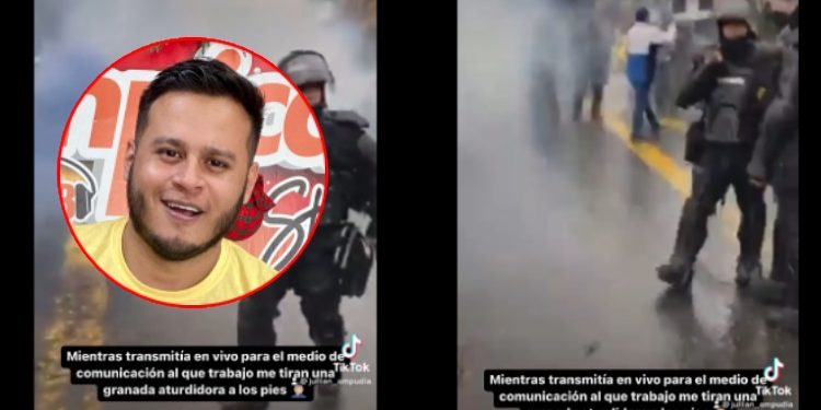 ¡Así no! en protestas de taxis, ESMAD agrede con aturdidora a periodista que cubría manifestaciones