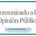 Comunicado a la opinión pública