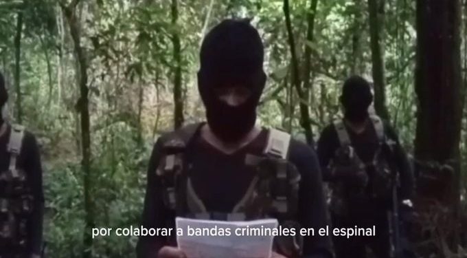Video intimidatorio de presunto grupo armado genera temor en El Espinal