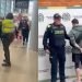 En video queda registrada golpiza a policía en el Aeropuerto El Dorado