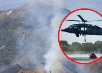 Helicóptero de la UNGRD combate devastador incendio en Natagaima