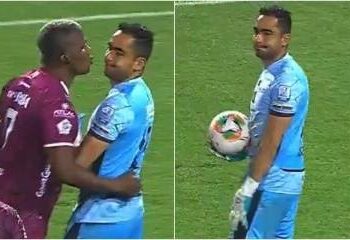 Polémica en el FPC: jugador del Tolima intentó besar a arquero de Once Caldas