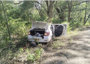 Accidente vial en Armero Guayabal deja dos heridos tras choque contra un árbol