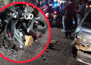 Brutal accidente en Honda deja motociclista con fracturas en ambas piernas