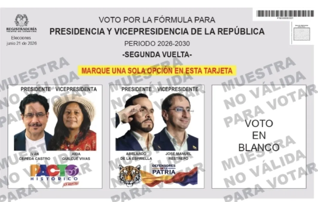Definido el tarjetón para la segunda vuelta presidencial