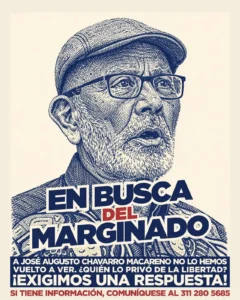 Cartel de búsqueda de José Augustor Chavarro Macareno. Ilustrado por: Fabián Prada